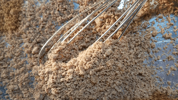 Cool the flour before use. It can be stored either in the freezer or an airtight container.