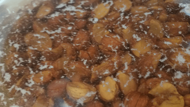 Soak nuts until the husks are wet.