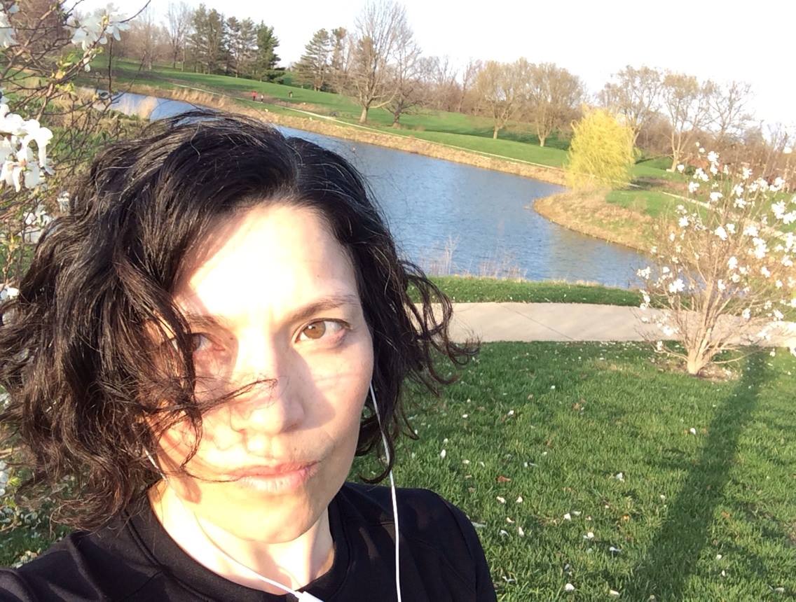 Eliana selfie at Japan House grounds.